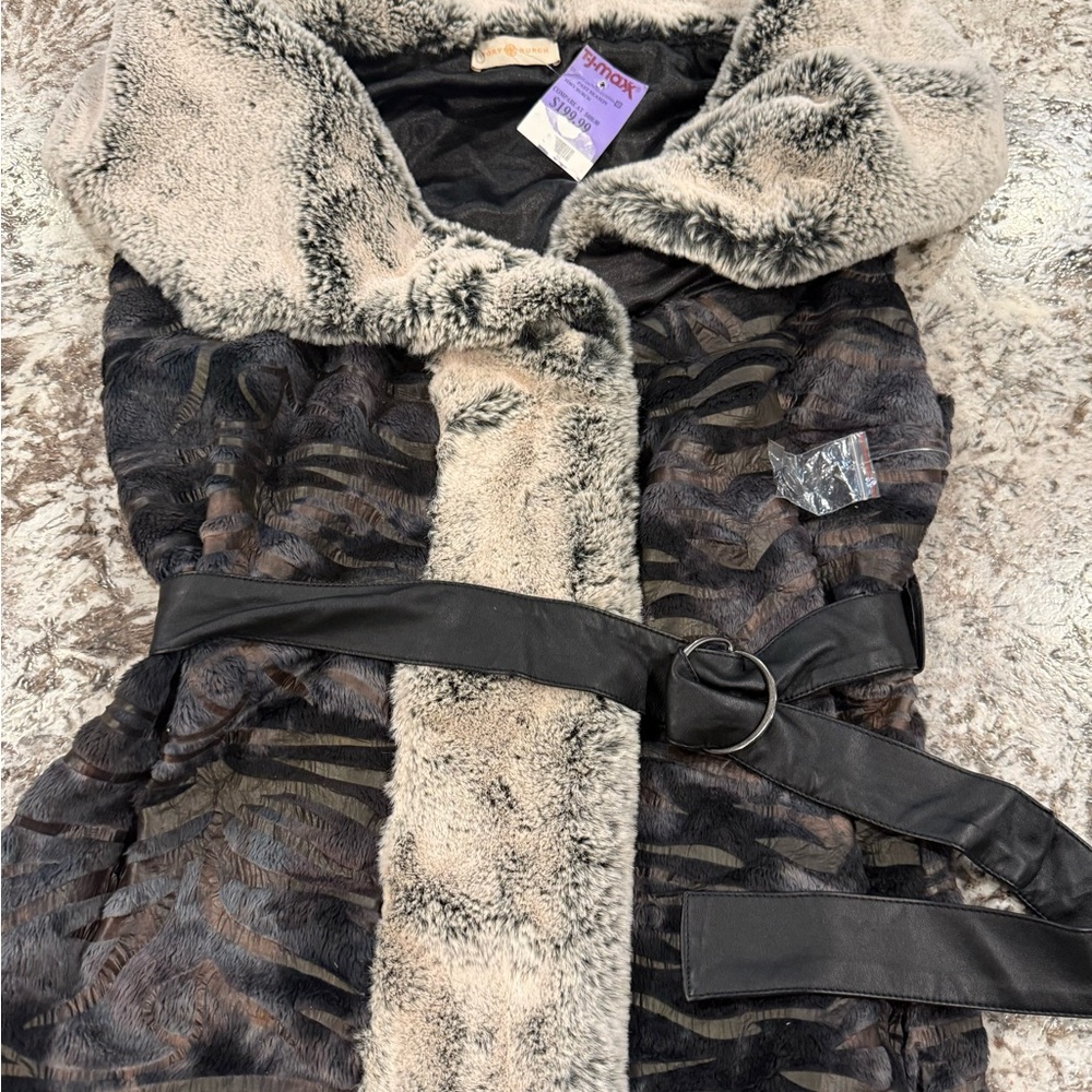 Tory Burch Black and Gray Teddy Jacket